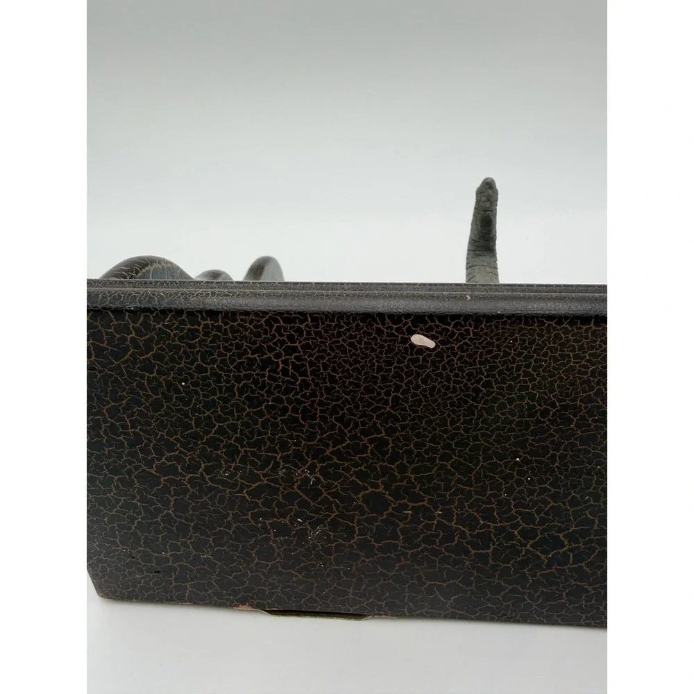 Vintage Elephant Head Wall Shelf Black Gold Crackle Safari Decor Floating Shelf